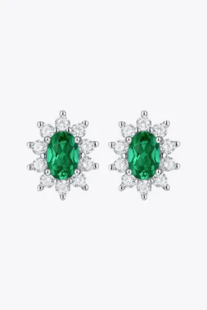1 Ct Emerald and CZ Stud Earrings