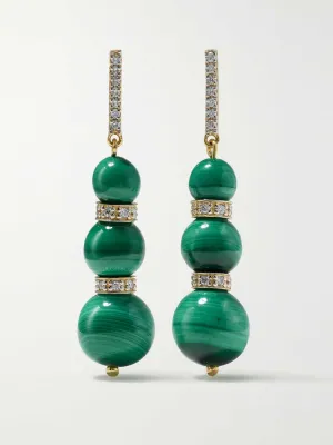 14kt gold, malachite and diamond earrings