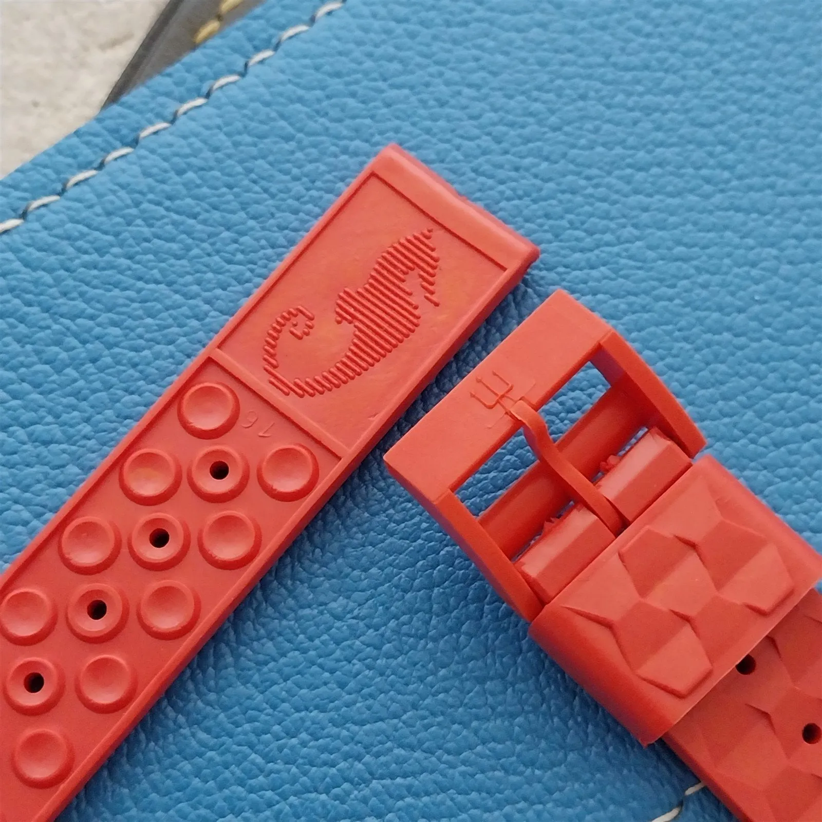 16mm Point Skindiver Red 1960s-1970s Sea Horse Unused Vintage Dive Watch Band