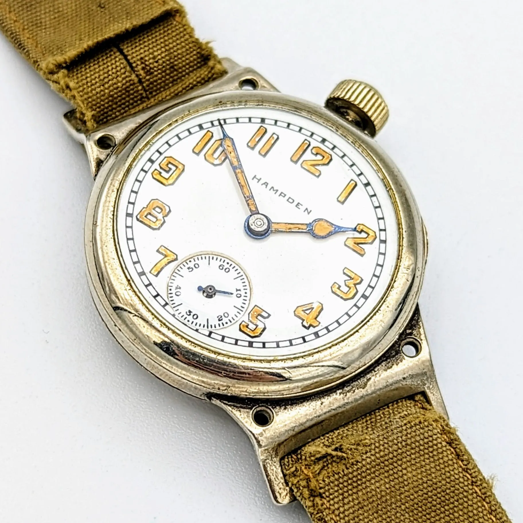 1906 HAMPDEN "Molly Stark" Trench Watch 7 Jewels U.S. Army Wristwatch
