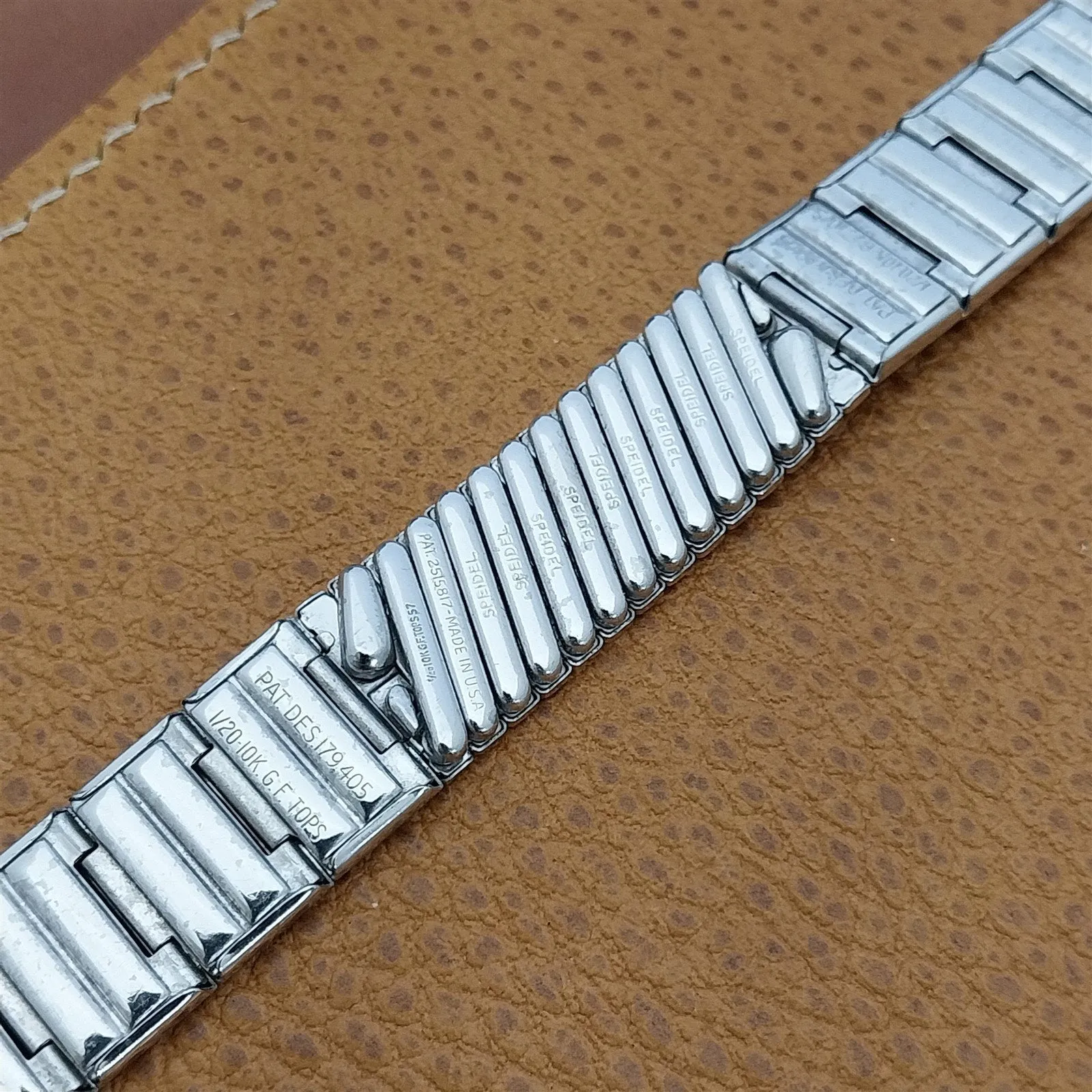 1957 10k White Gold-Filled Speidel Fort Knox Short nos Vintage Watch Band