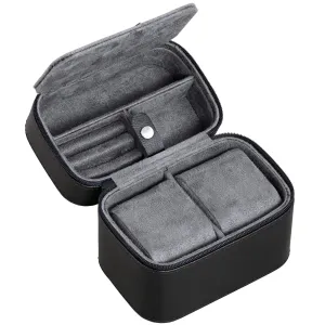 2 Watch Travel Case Storage Organizer for 2 Watches | Tough Portable Protection w/Zipper Fits All Wristwatches & Smart Watches Up to 50mm Black/Grey