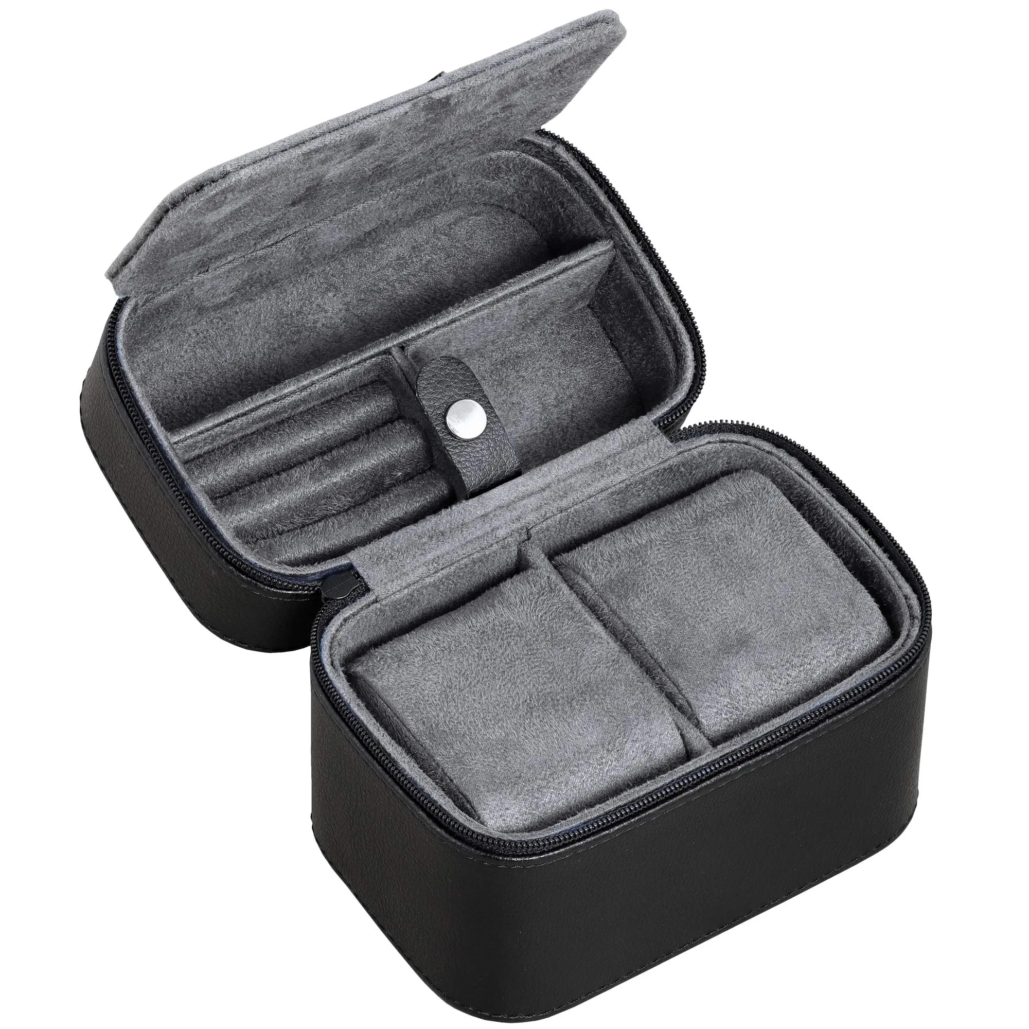 2 Watch Travel Case Storage Organizer for 2 Watches | Tough Portable Protection w/Zipper Fits All Wristwatches & Smart Watches Up to 50mm Black/Grey