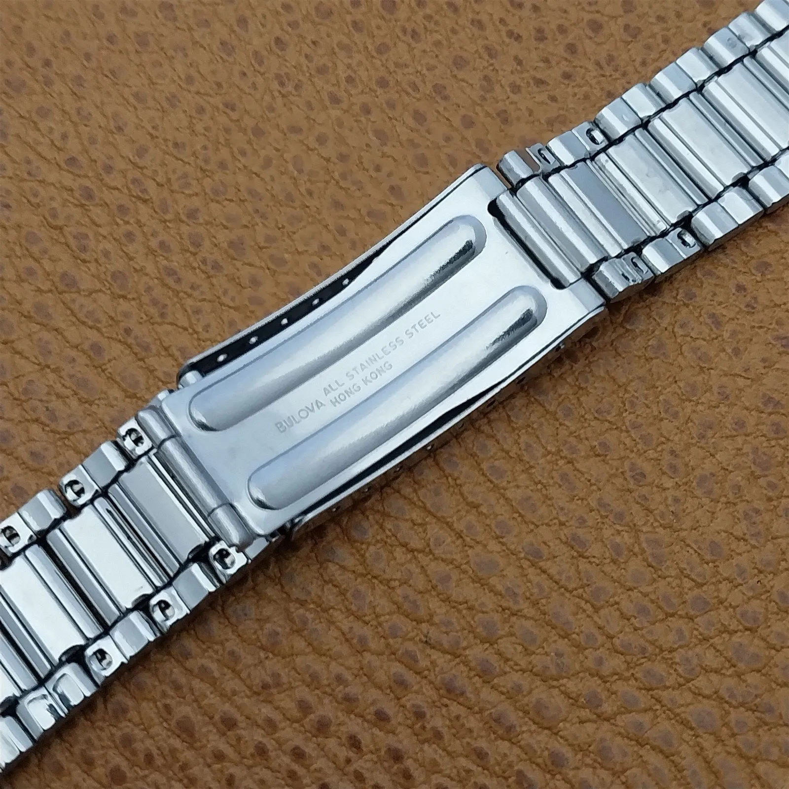 20mm Bulova Brick-Link Stainless Steel nos 1970s Vintage Watch Band