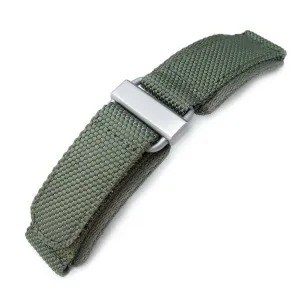 22mm MiLTAT Honeycomb Military Green Nylon Velcro Fastener Watch Strap, Brushed Stainless Buckle