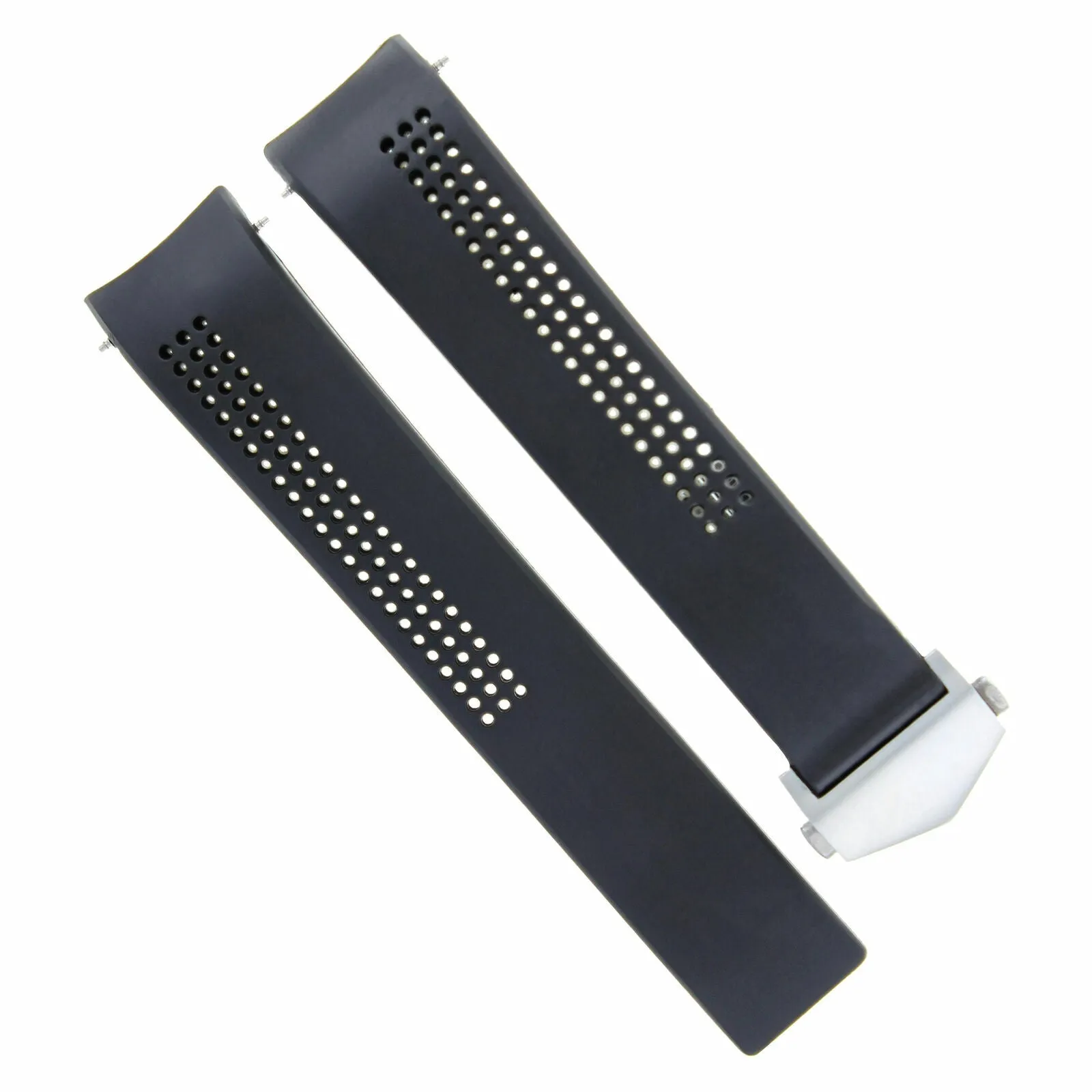 22MM RUBBER STRAP BAND FOR TAG HEUER CARRERA CALIBRE 17 WATCH    CLASP BLACK