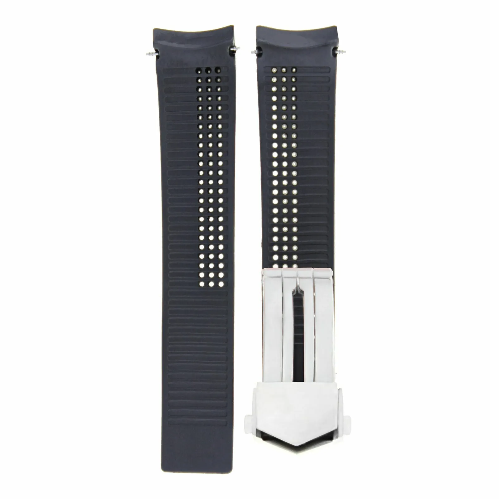 22MM RUBBER STRAP BAND FOR TAG HEUER CARRERA CALIBRE 17 WATCH    CLASP BLACK