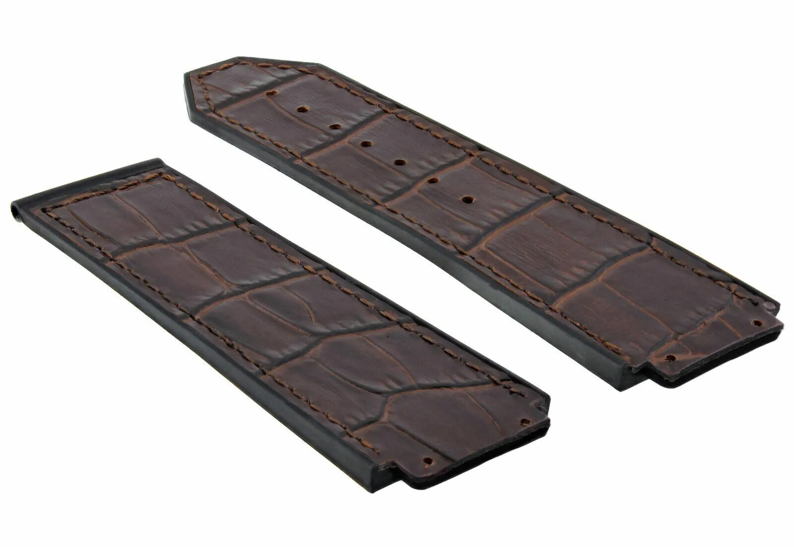 24MM ALLIGATOR LEATHER BAND STRAP FOR 44MM HUBLOT BIG BANG BROWN   2 SCREW   S/D