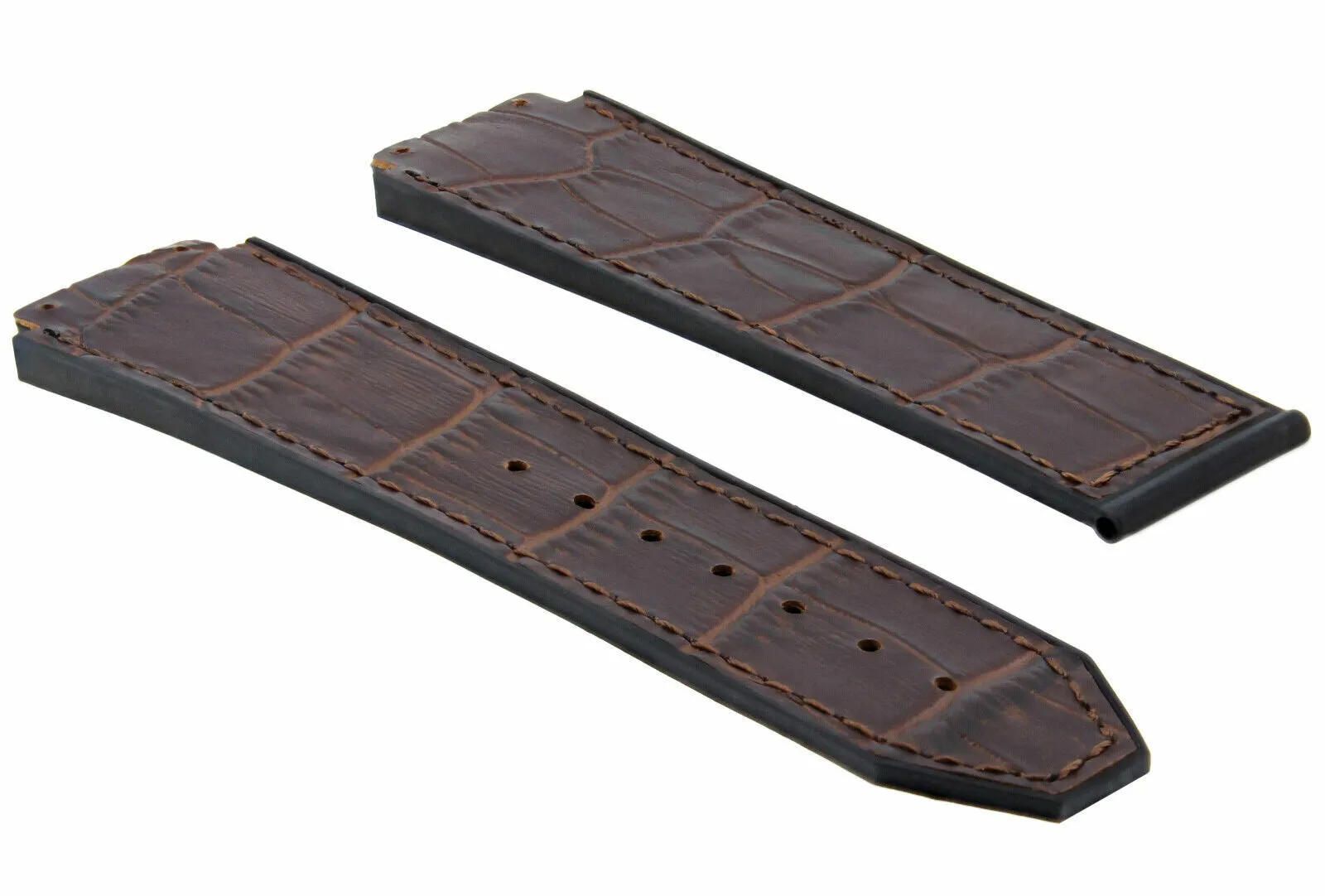 24MM ALLIGATOR LEATHER BAND STRAP FOR 44MM HUBLOT BIG BANG BROWN   2 SCREW   S/D