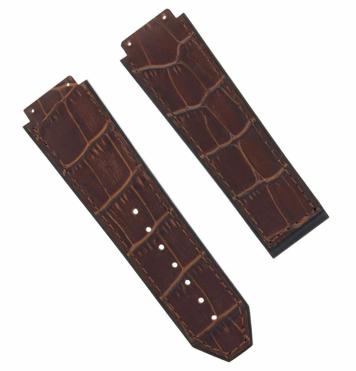 24MM ALLIGATOR LEATHER BAND STRAP FOR 44MM HUBLOT BIG BANG BROWN   2 SCREW   S/D