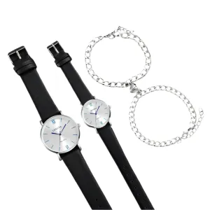 4 Piece Couple S Watch Bracelet Set Fashionable Romantic