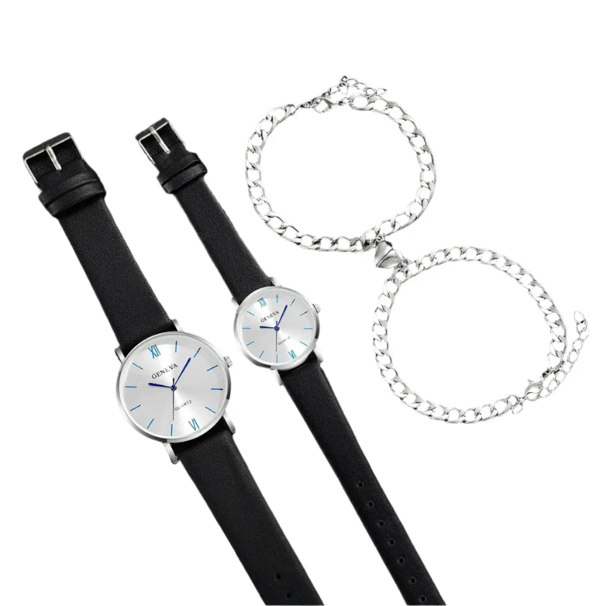 4 Piece Couple S Watch Bracelet Set Fashionable Romantic