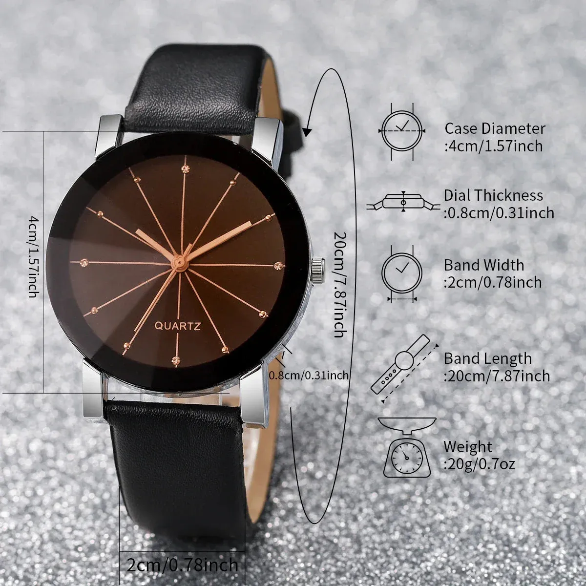 4 Piece Rhinestone Couple S Watch Bracelet Set