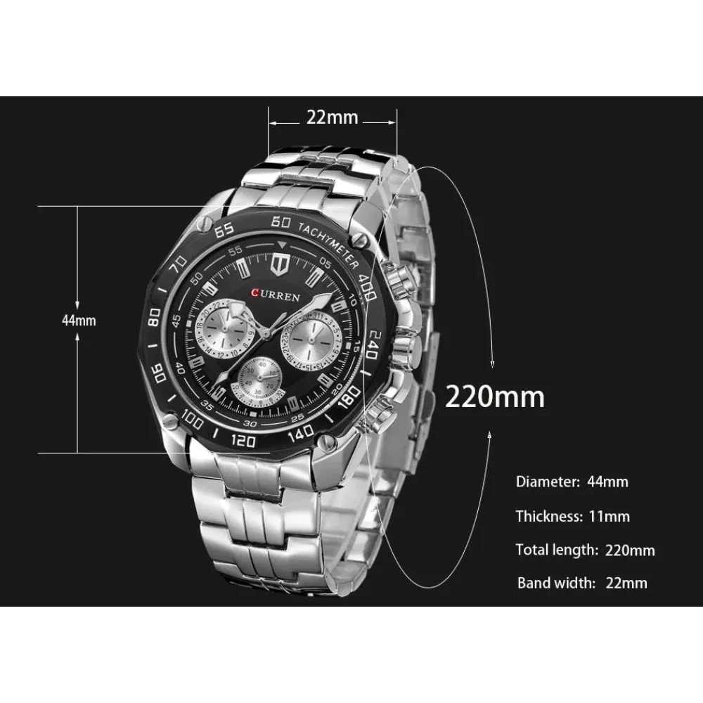 8077 Full Stainless Steel Army Military Quartz Mens Watch