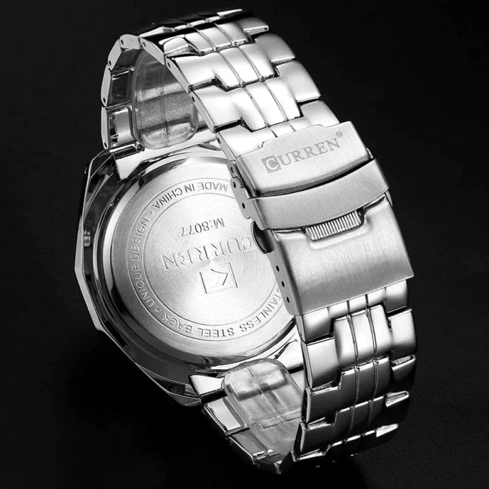 8077 Full Stainless Steel Army Military Quartz Mens Watch
