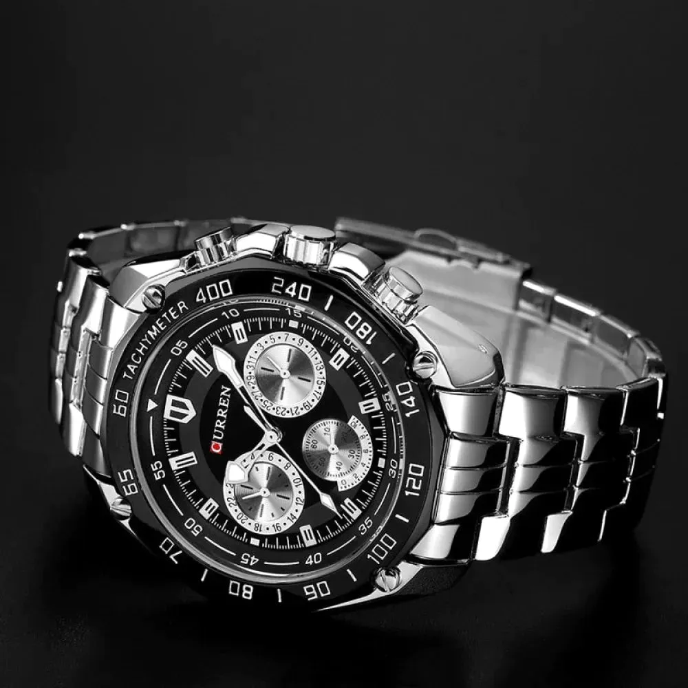 8077 Full Stainless Steel Army Military Quartz Mens Watch
