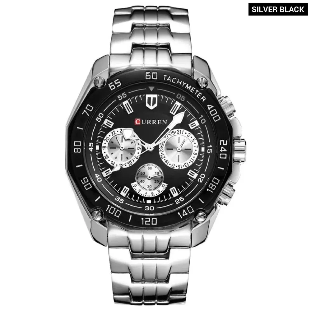 8077 Full Stainless Steel Army Military Quartz Mens Watch