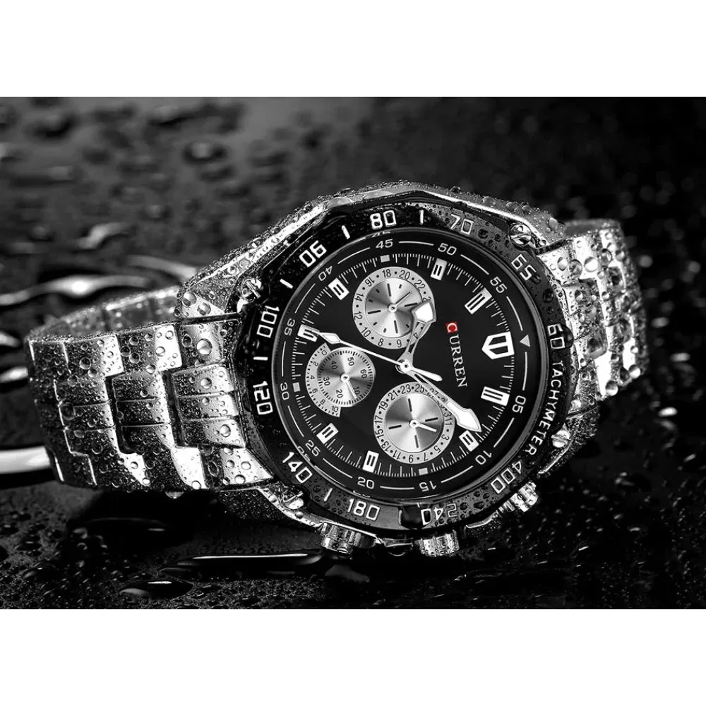 8077 Full Stainless Steel Army Military Quartz Mens Watch