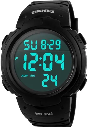 AIMES Mens Digital Sports Watch LED Screen Large Face Military Watches for Men Waterproof Casual Luminous Stopwatch Alarm Simple Army Watch Black