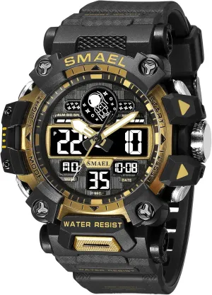 AIMES Men's Watches Sports Outdoor Waterproof Military Watch for Men Large Dual Time Zone Date Multi Function Casual Work Wristwatch Tactics LED Alarm Stopwatch