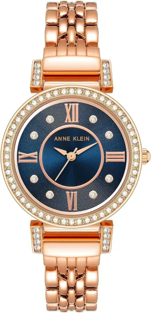 Anne Klein AK/2928NVRG Women's Premium Crystal Accented Bracelet Watch