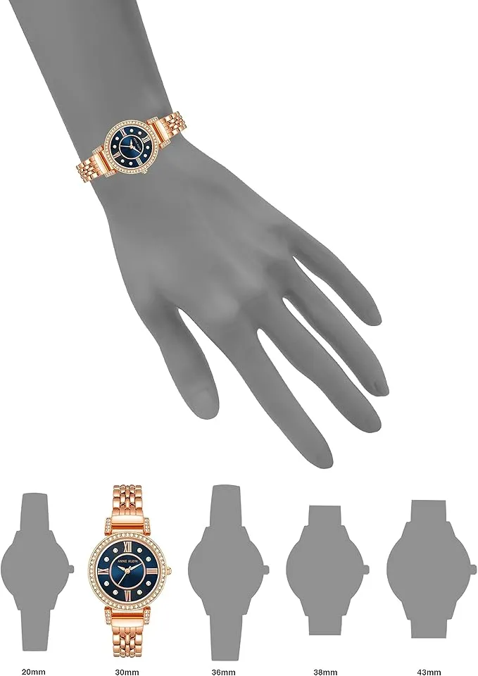 Anne Klein AK/2928NVRG Women's Premium Crystal Accented Bracelet Watch