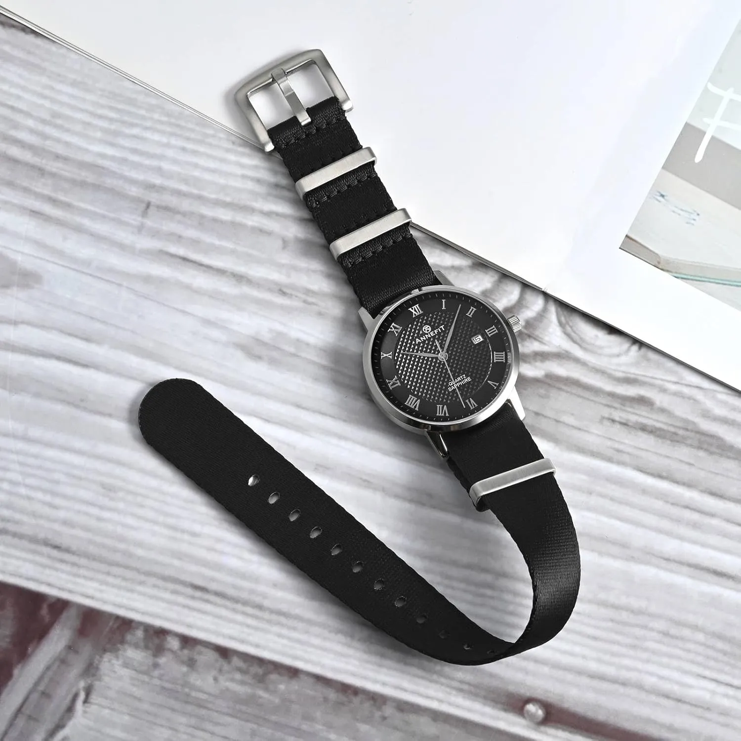 ANNEFIT Military Nylon Watch Band for Men Women, Replacement Watch Straps 18mm 20mm 22mm with Silver Black Stainless Steel Buckle