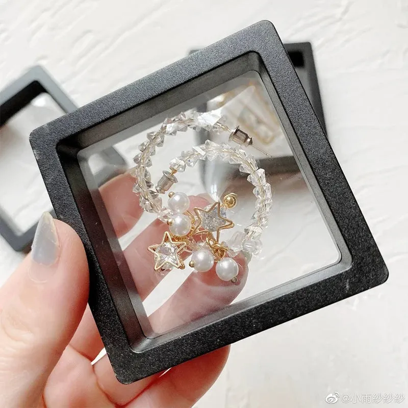 Anyhouz Jewelry Storage 10PCS White Set 3D Floating Display Case Stands Holder Suspension Storage for Pendant Necklace Bracelet Ring Coin Pin Gift Jewelry Box 9x9cm
