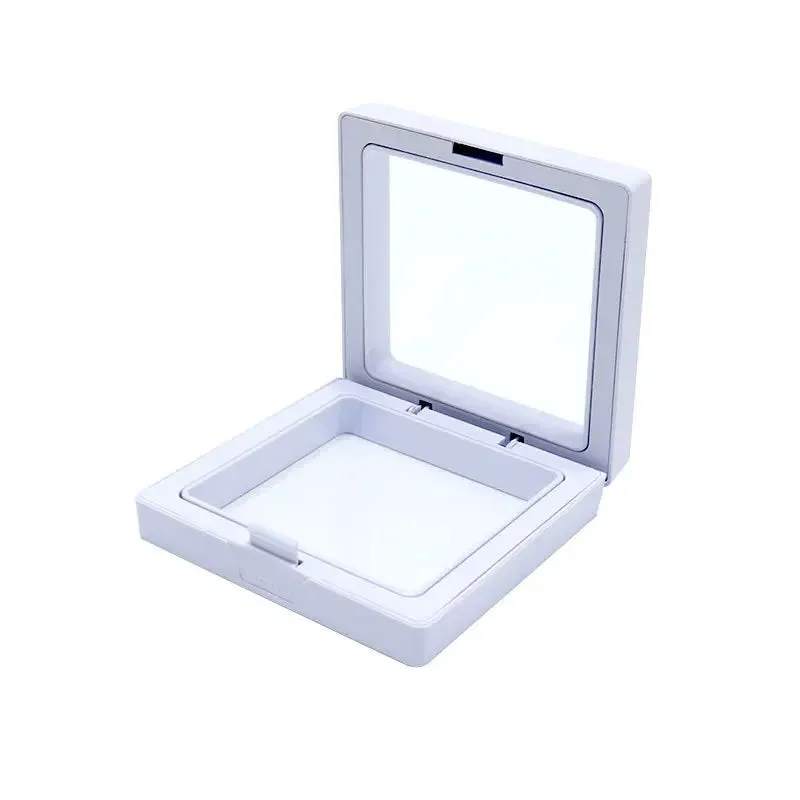 Anyhouz Jewelry Storage 10PCS White Set 3D Floating Display Case Stands Holder Suspension Storage for Pendant Necklace Bracelet Ring Coin Pin Gift Jewelry Box 9x9cm