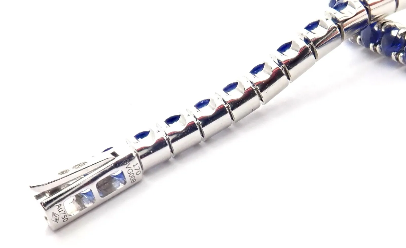 Authentic! Cartier 18k White Gold Sapphire Essential Lines Bracelet Paper