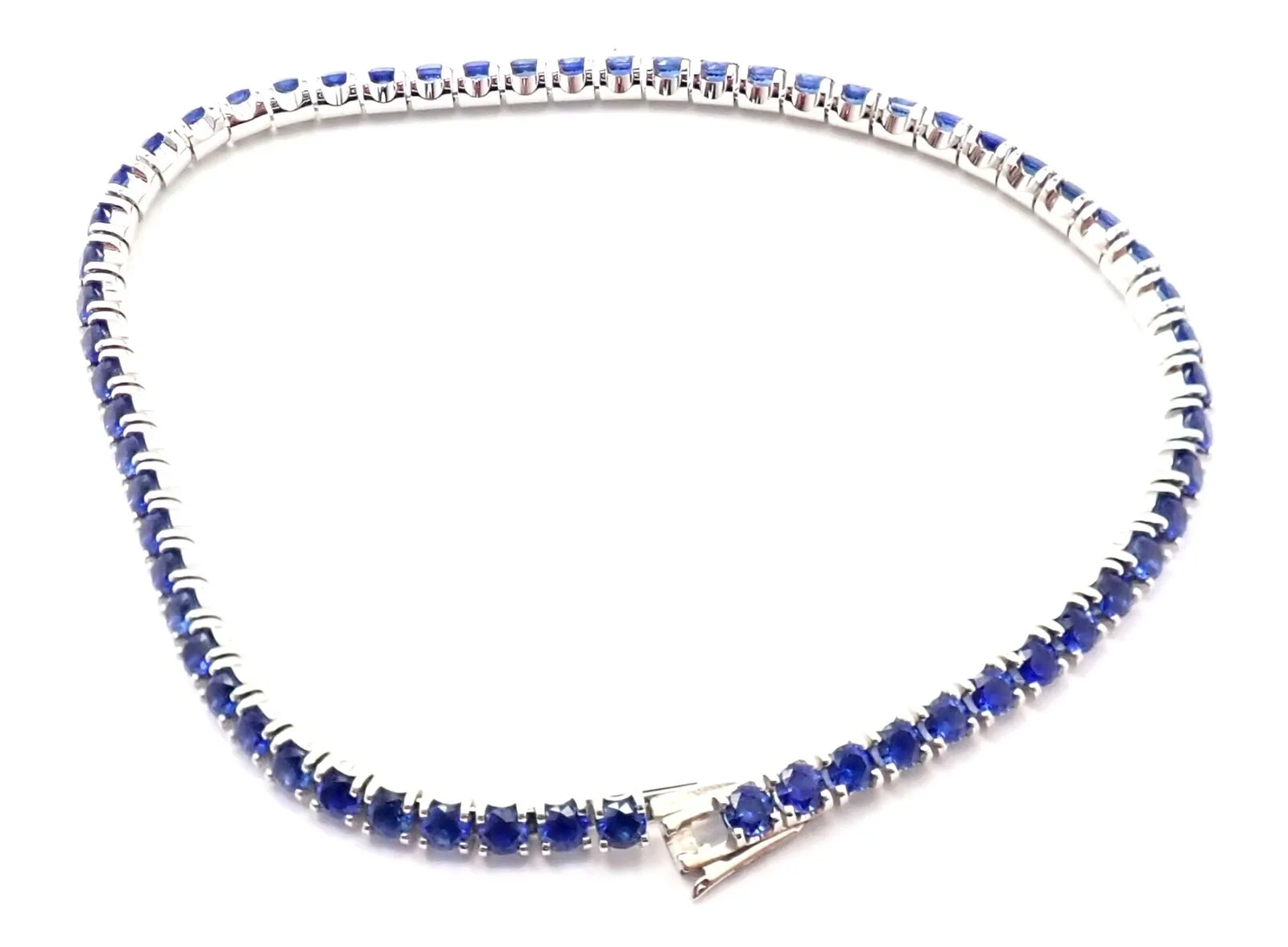 Authentic! Cartier 18k White Gold Sapphire Essential Lines Bracelet Paper