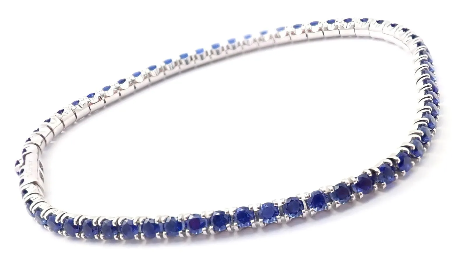 Authentic! Cartier 18k White Gold Sapphire Essential Lines Bracelet Paper