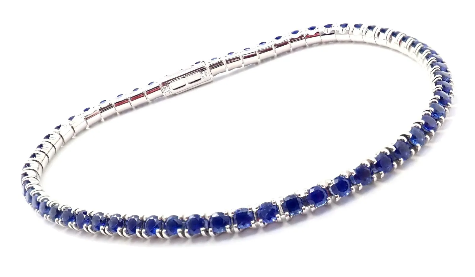 Authentic! Cartier 18k White Gold Sapphire Essential Lines Bracelet Paper