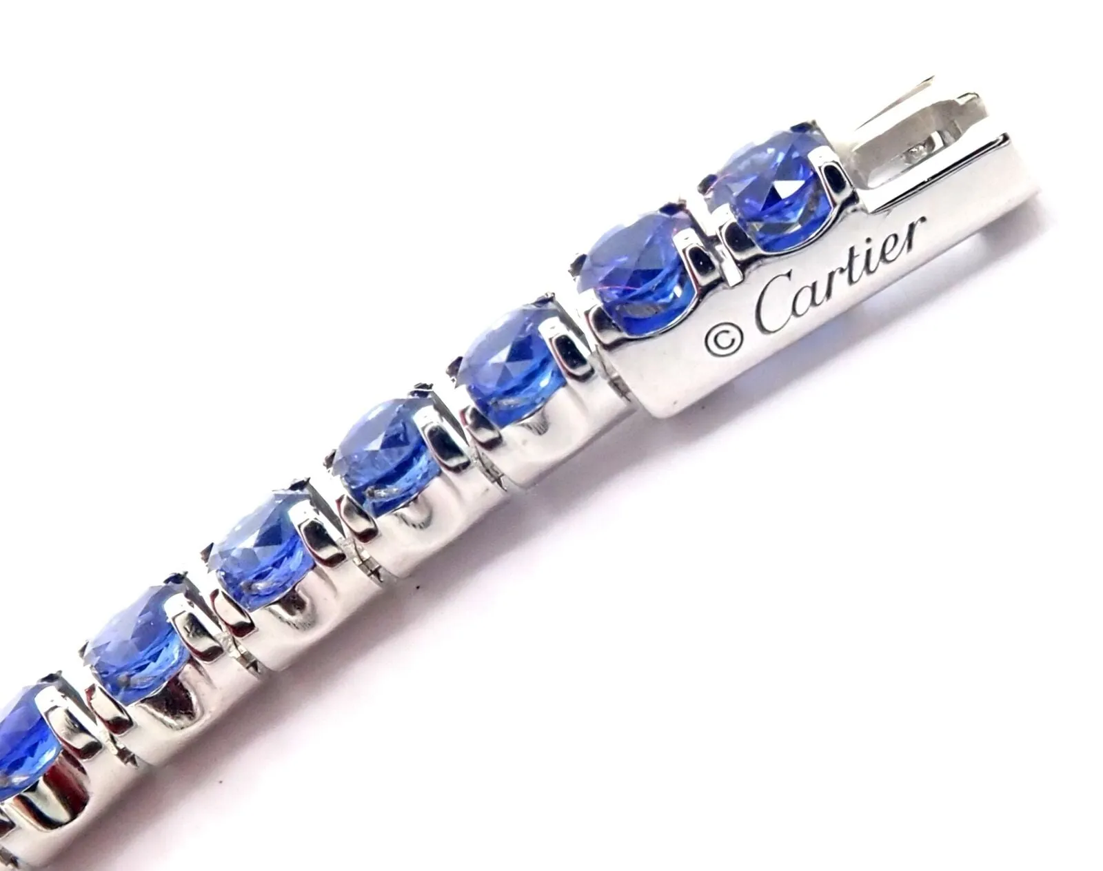 Authentic! Cartier 18k White Gold Sapphire Essential Lines Bracelet Paper
