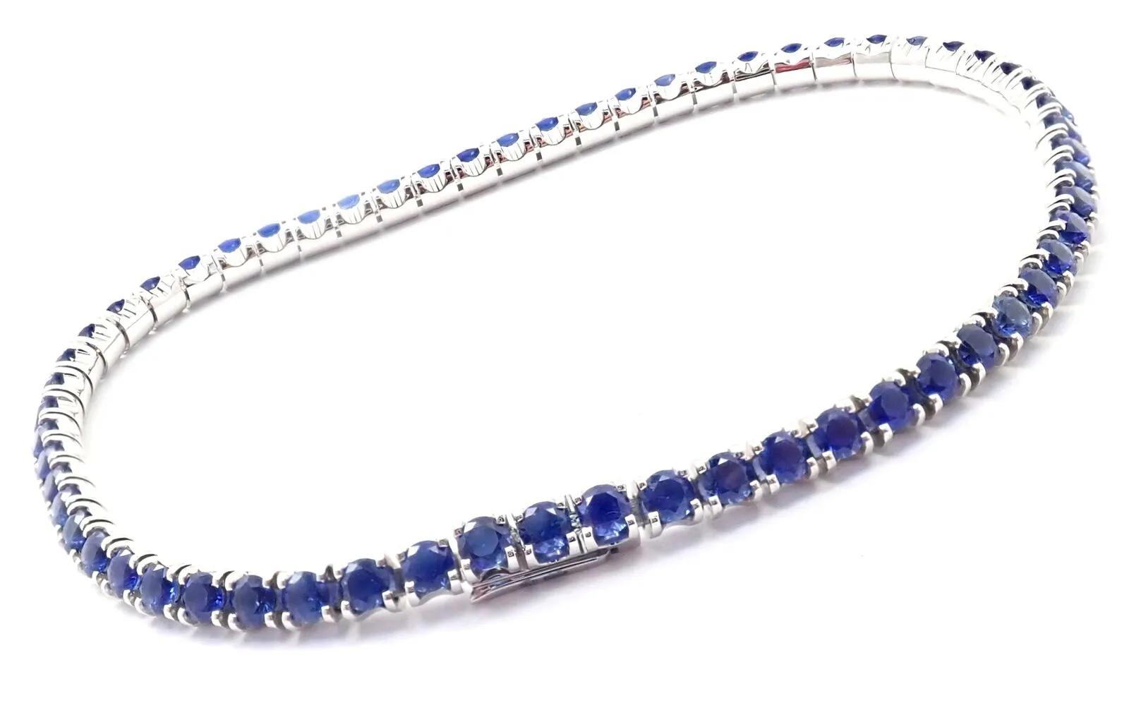 Authentic! Cartier 18k White Gold Sapphire Essential Lines Bracelet Paper
