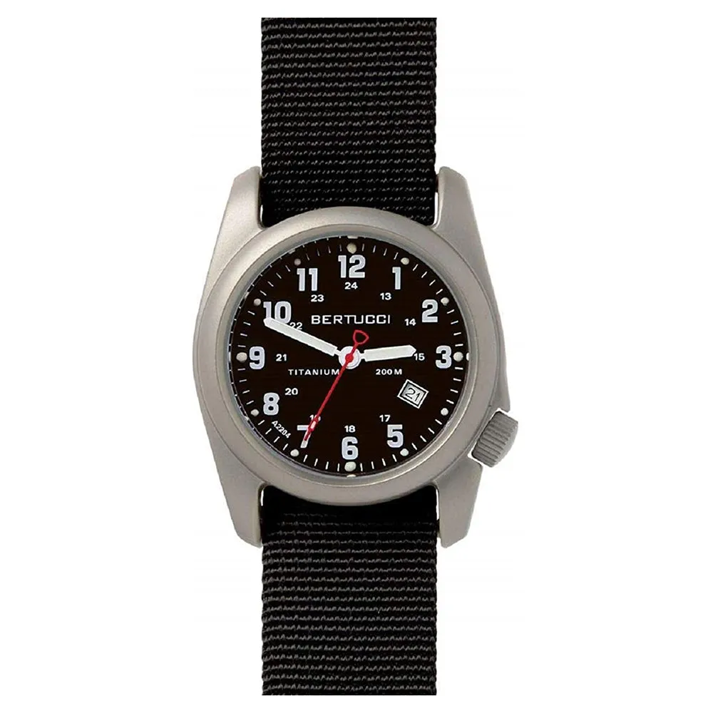 Bertucci A-2T Mens Watch Titanium Black Nylon Strap - Black Dial - 12022