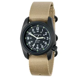 Bertucci A-2t Unisex Black Dial Beige Nylon Band Japanese Quartz Watch - 12029