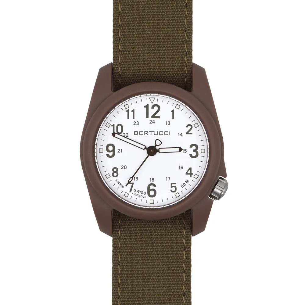 Bertucci DX3 Canvas Bark Comfort Band White Analog Dial Quartz Watch - 11087