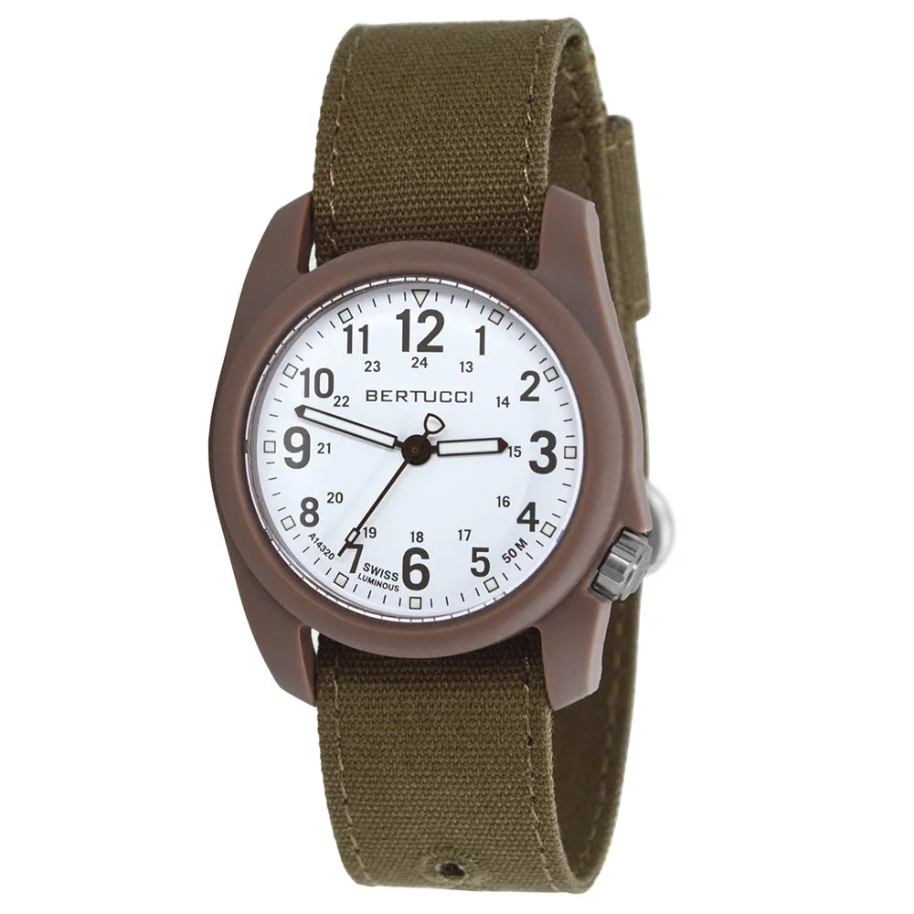 Bertucci DX3 Canvas Bark Comfort Band White Analog Dial Quartz Watch - 11087