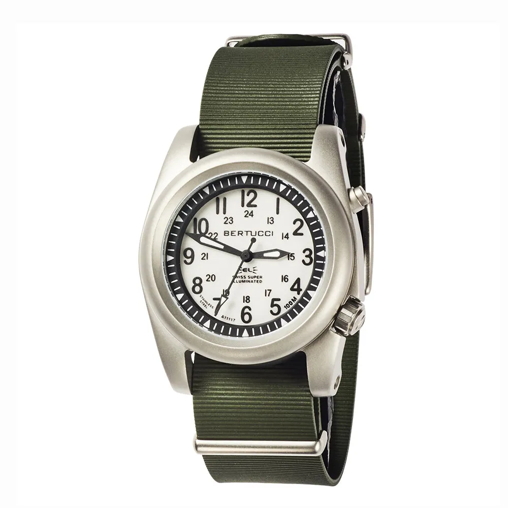 Bertucci Mens Super Illuminated Field Ghost Gray Italian Rubber Band Wrist Watch - 22031