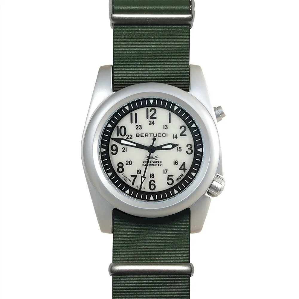 Bertucci Mens Super Illuminated Field Ghost Gray Italian Rubber Band Wrist Watch - 22031