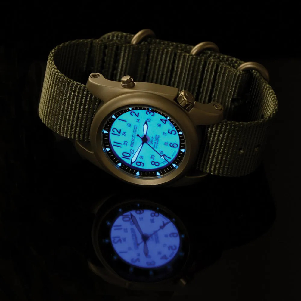 Bertucci Mens Super Illuminated Field Ghost Gray Italian Rubber Band Wrist Watch - 22031