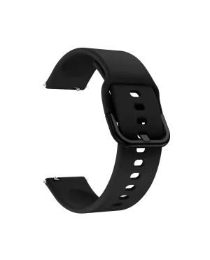Black Silicone Buckle WatchBand for Samsung/OnePlus/Fitbit Smartwatches (20mm)