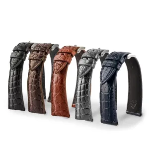 Bracelet classique "Essential" - Bracelet-montre cuir - Alligator écailles rondes (noir, marron, gris, bleu)
