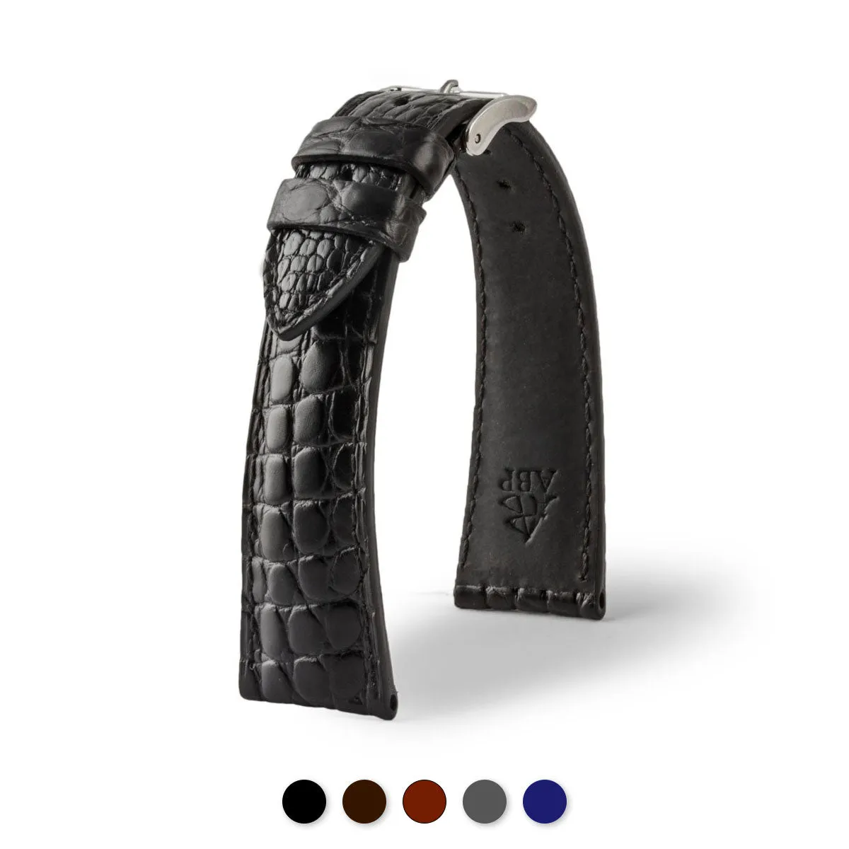 Bracelet classique "Essential" - Bracelet-montre cuir - Alligator écailles rondes (noir, marron, gris, bleu)