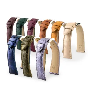 Bracelet classique "Essential" - Bracelet montre cuir - Autruche (bleu, kaki, rouge, vert...)