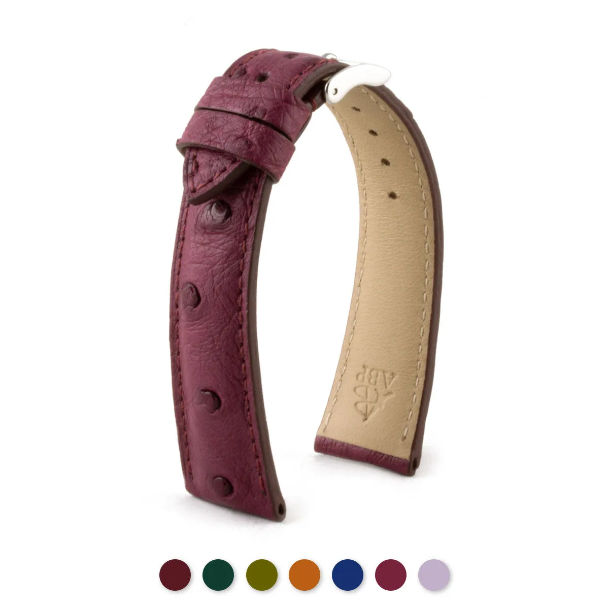 Bracelet classique "Essential" - Bracelet montre cuir - Autruche (bleu, kaki, rouge, vert...)