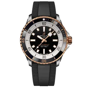 Breitling Superocean 42mm Black Dial 18ct Red Gold & Steel Automatic Gents Watch U17375211B1S1