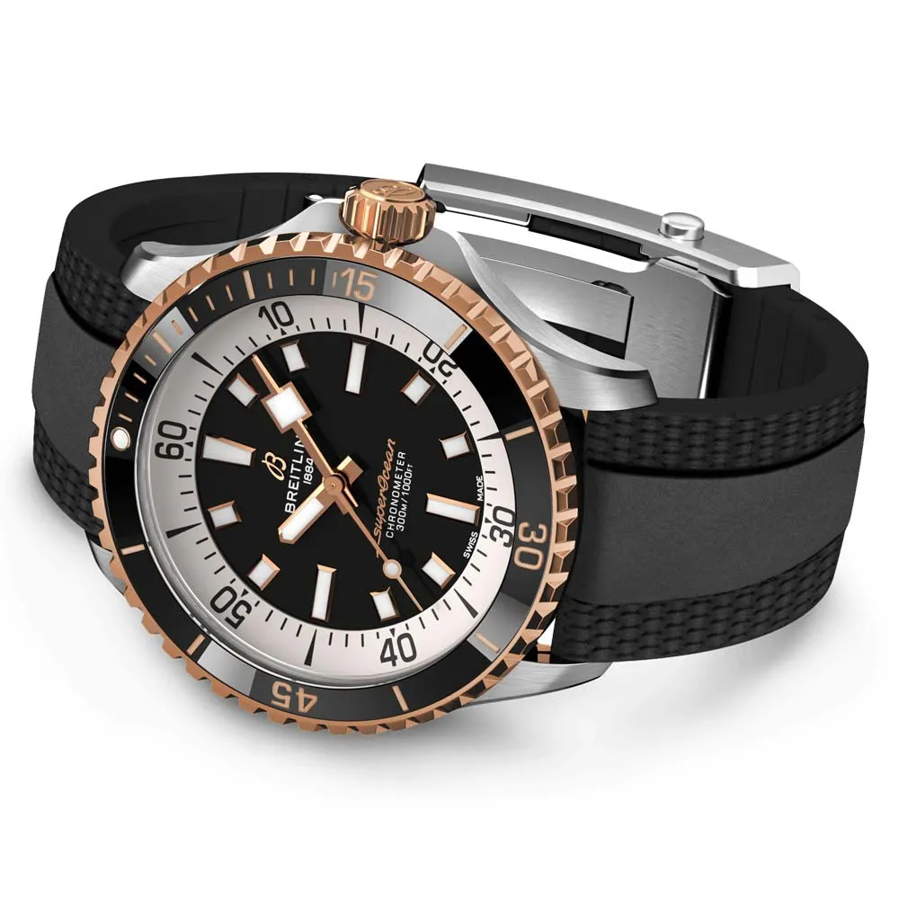Breitling Superocean 42mm Black Dial 18ct Red Gold & Steel Automatic Gents Watch U17375211B1S1