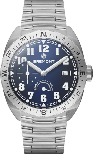 Bremont Terra Nova 40.5 Turning Bezel Power Reserve Blue Bracelet